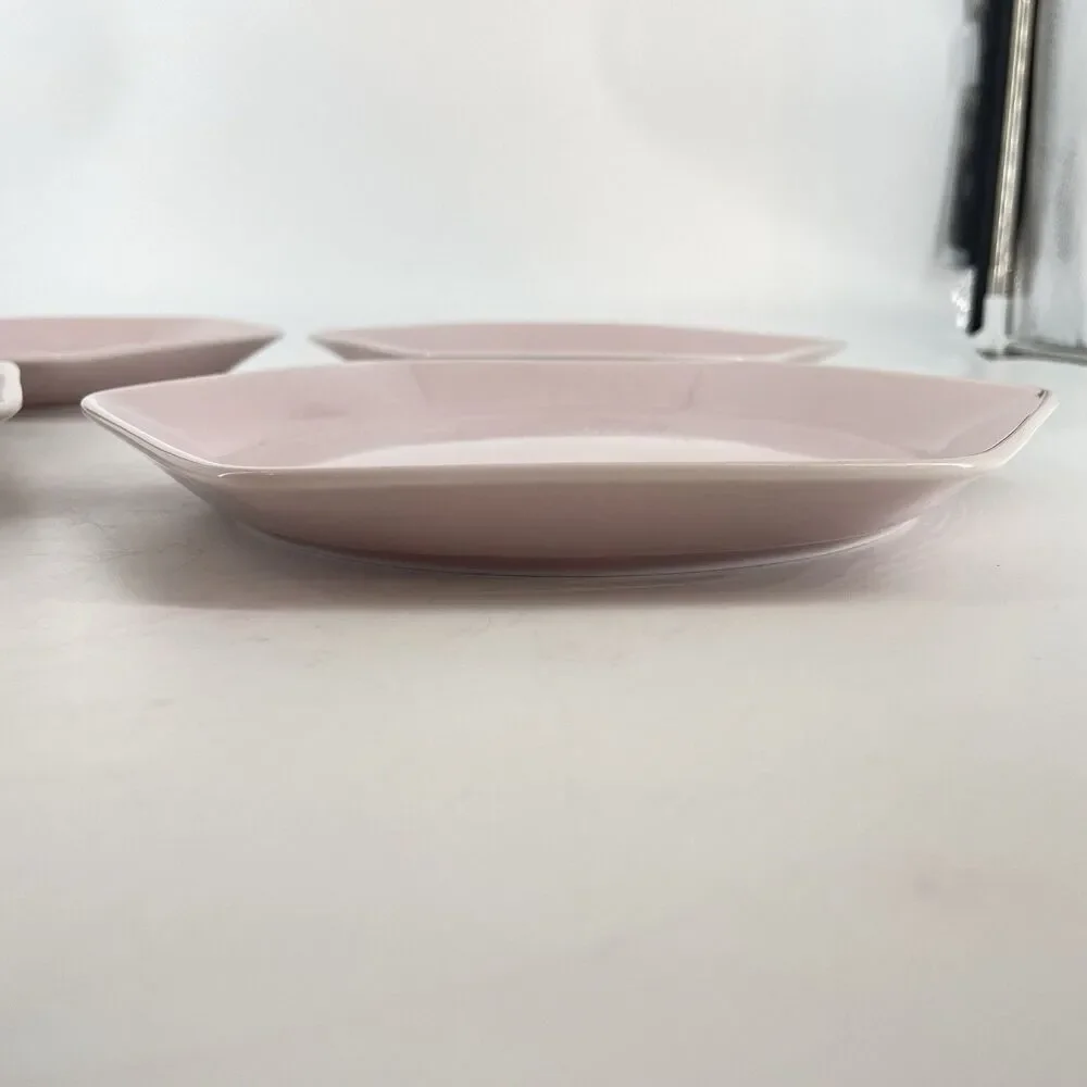 Set of 4 IKEA Hexagon Salad Plates Ballet Pink 9.5” Ceramic Retired EUC